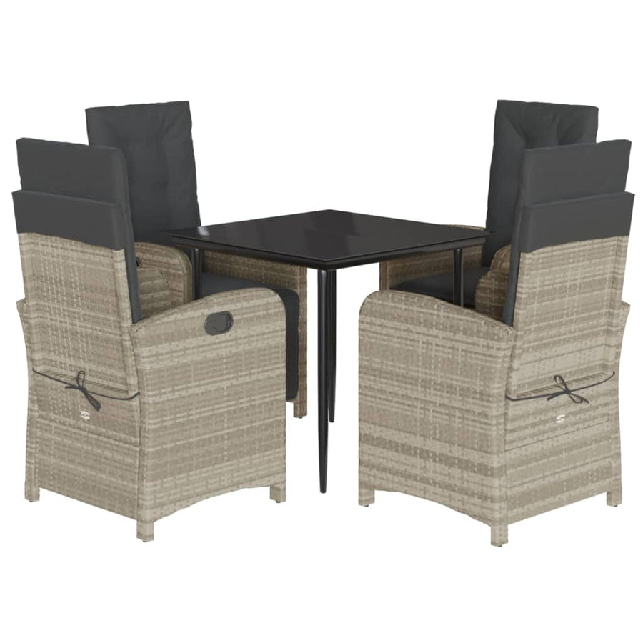 5-Delige Tuinset Met Kussens Poly Rattan Lichtgrijs