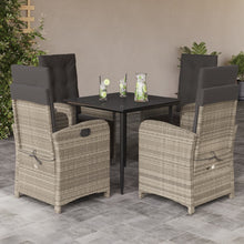 5-Delige Tuinset Met Kussens Poly Rattan Lichtgrijs