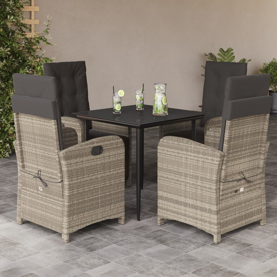 5-Delige Tuinset Met Kussens Poly Rattan Lichtgrijs