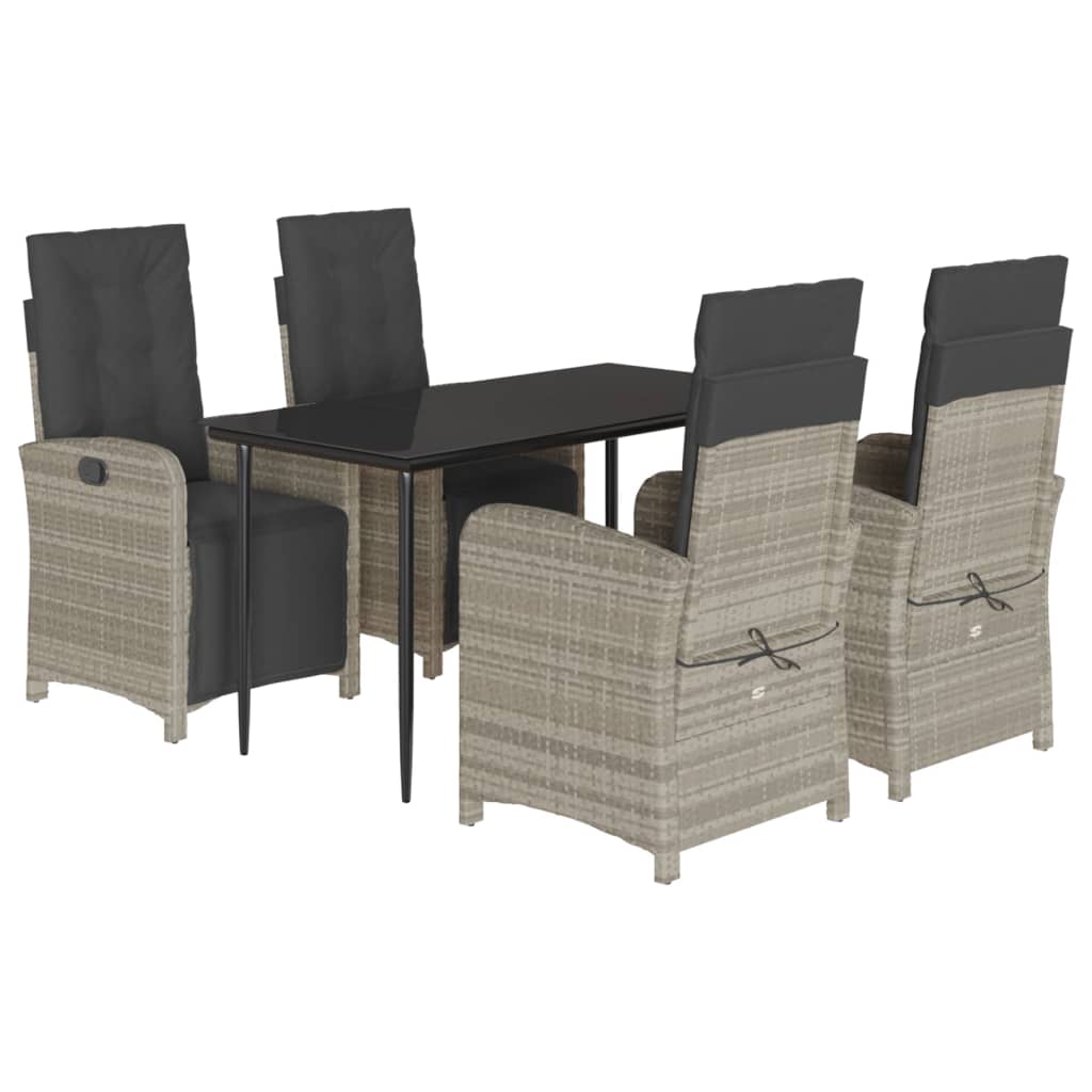 5-Delige Tuinset Met Kussens Poly Rattan Lichtgrijs