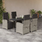 5-piece Garden Lounge Set with cushions poly rattan light grey