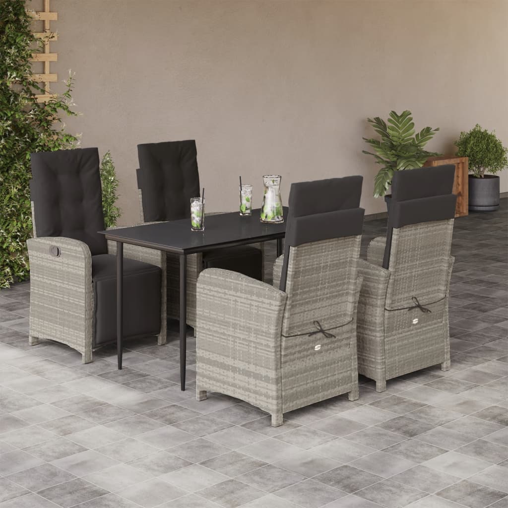 5-Delige Tuinset Met Kussens Poly Rattan Lichtgrijs
