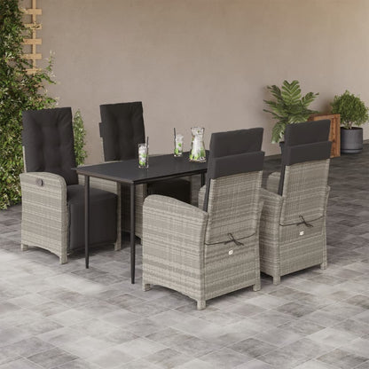 5-Delige Tuinset Met Kussens Poly Rattan Lichtgrijs