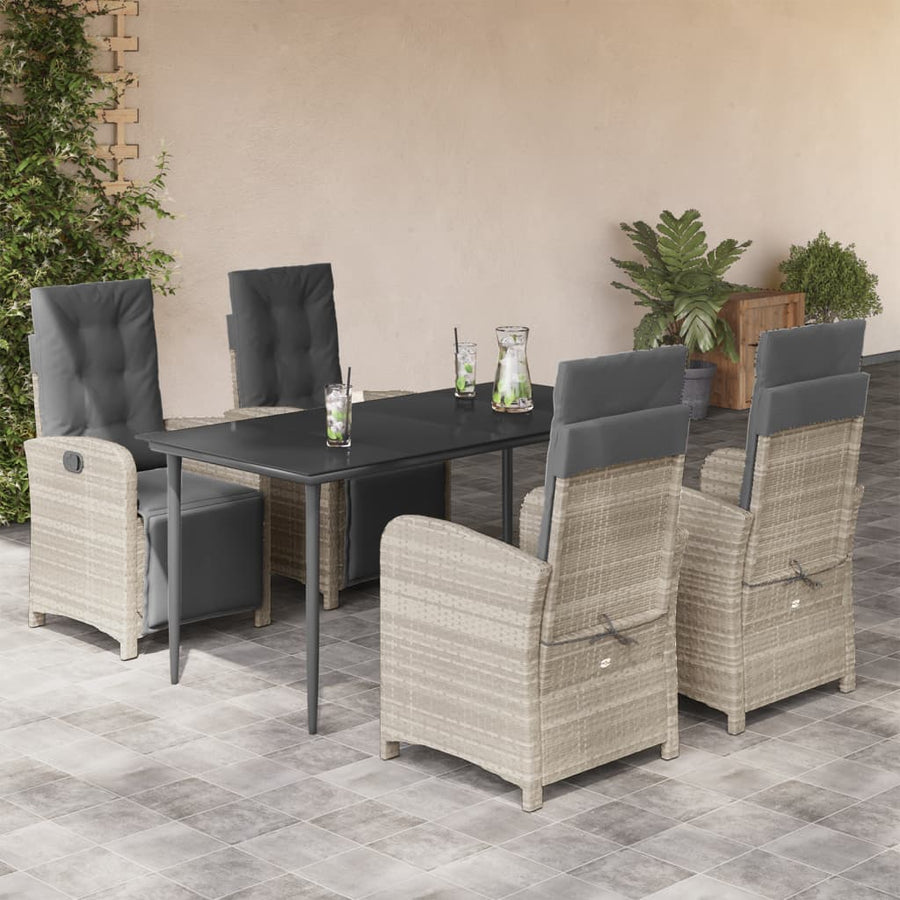 5-Delige Tuinset Met Kussens Poly Rattan Lichtgrijs