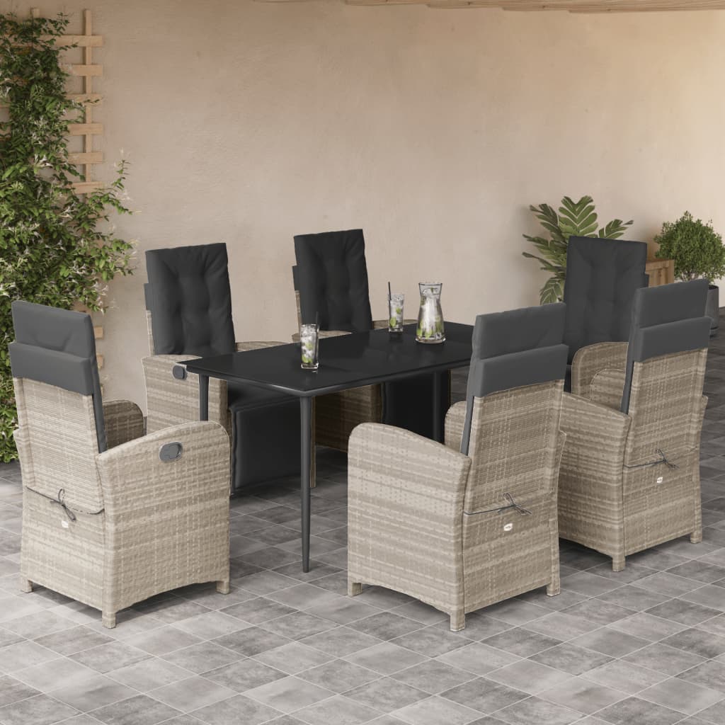 7-Delige Tuinset Met Kussens Poly Rattan Grijs