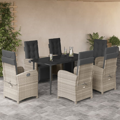7-Delige Tuinset Met Kussens Poly Rattan Grijs