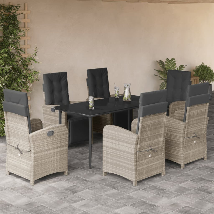 7-Delige Tuinset Met Kussens Poly Rattan Grijs