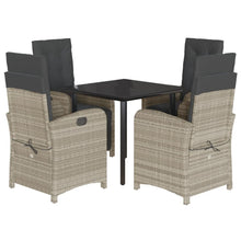 5-Delige Tuinset Met Kussens Poly Rattan Lichtgrijs