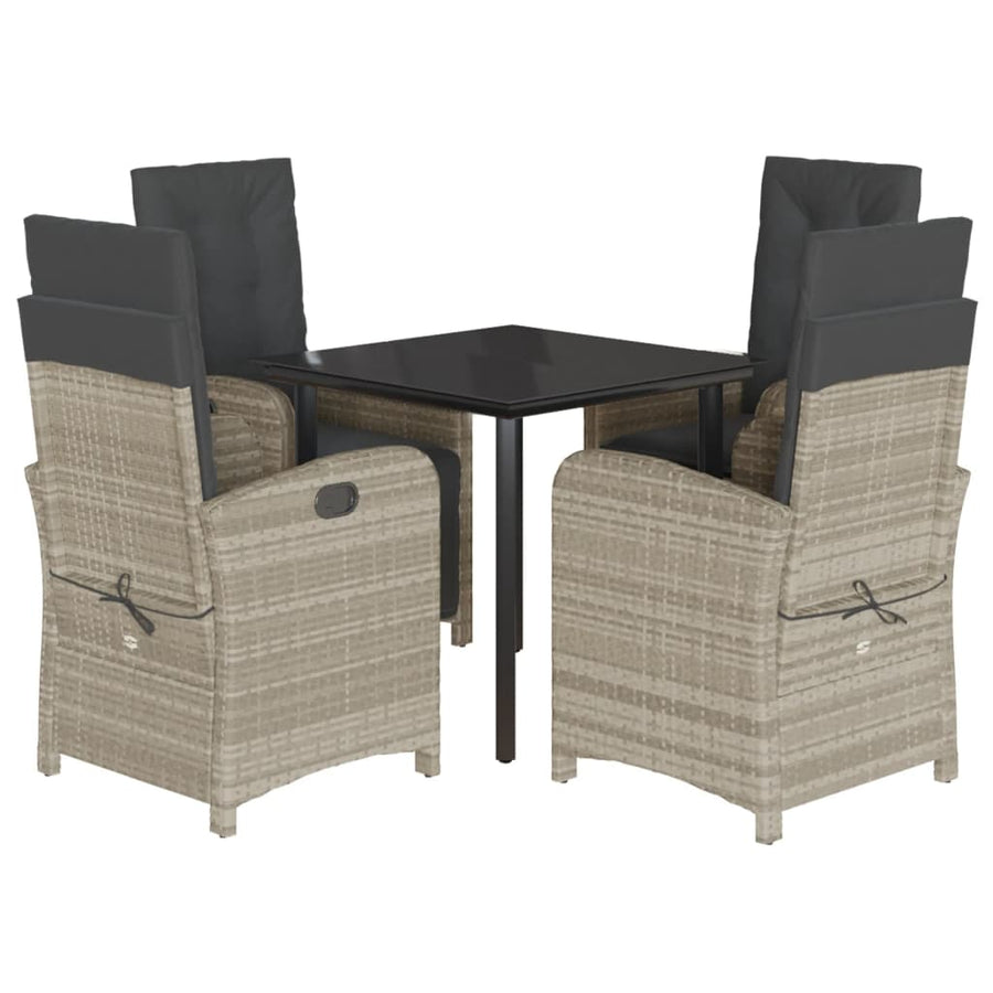 5-Delige Tuinset Met Kussens Poly Rattan Lichtgrijs