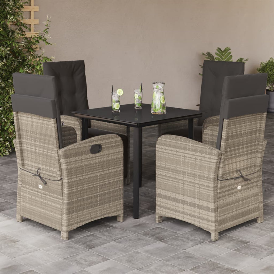 5-Delige Tuinset Met Kussens Poly Rattan Lichtgrijs