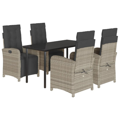 5-Delige Tuinset Met Kussens Poly Rattan Lichtgrijs
