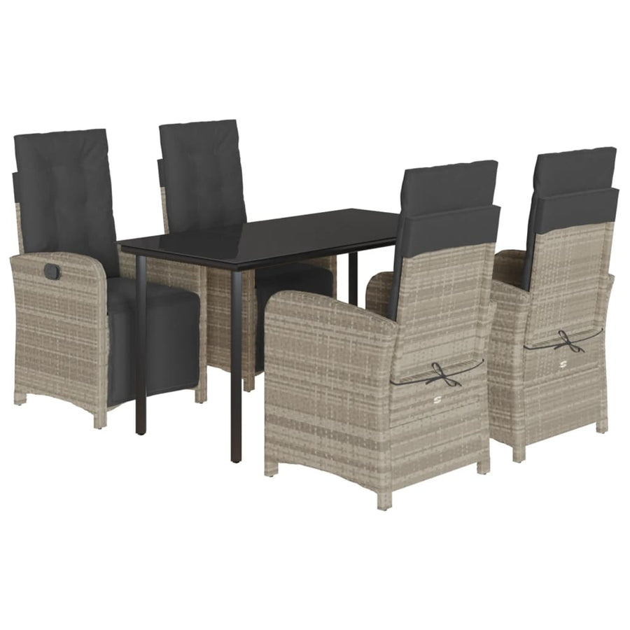 5-Delige Tuinset Met Kussens Poly Rattan Lichtgrijs