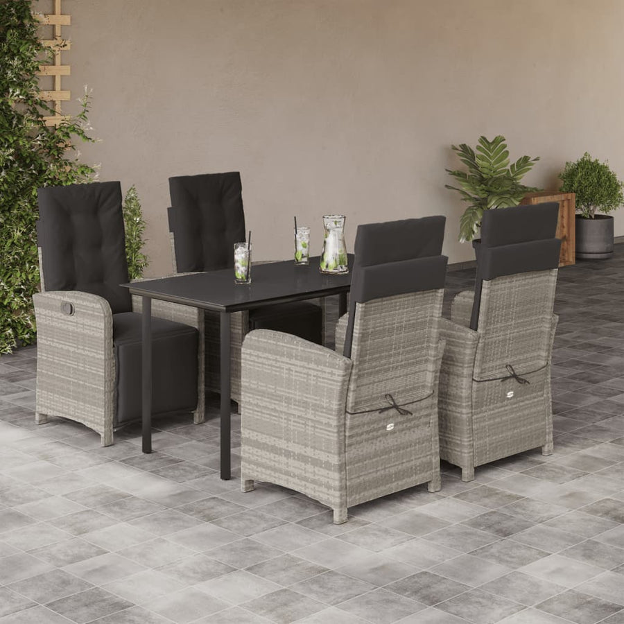 5-Delige Tuinset Met Kussens Poly Rattan Lichtgrijs