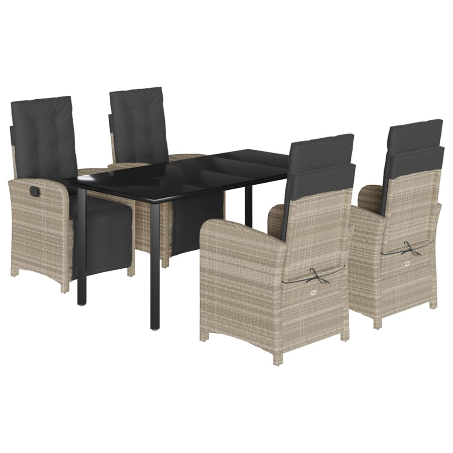 5-Delige Tuinset Met Kussens Poly Rattan Lichtgrijs