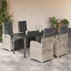 5-piece Garden Lounge Set with cushions poly rattan light grey