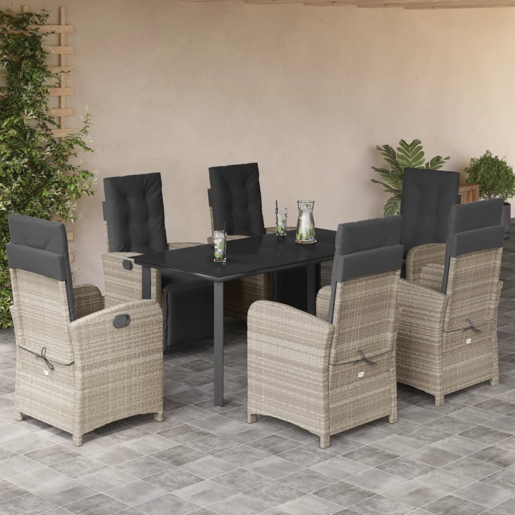 7-Delige Tuinset Met Kussens Poly Rattan Grijs