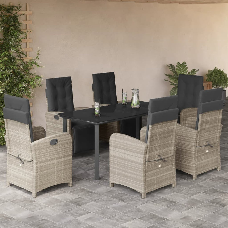 7-Delige Tuinset Met Kussens Poly Rattan Grijs