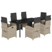 7-Delige Tuinset Met Kussens Poly Rattan Grijs 6 200 cm tafellengte