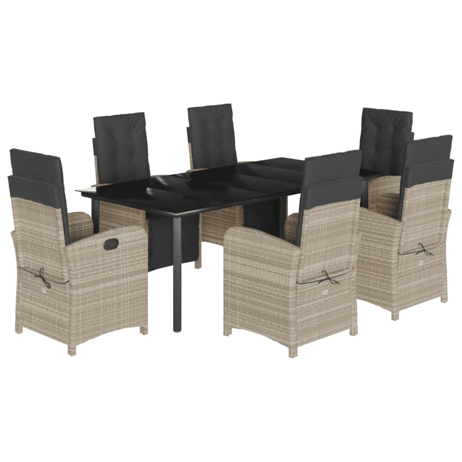 7-Delige Tuinset Met Kussens Poly Rattan Grijs 6 200 cm tafellengte