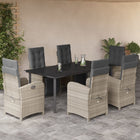 7-Piece Garden Set with Cushions Poly Rattan Grey