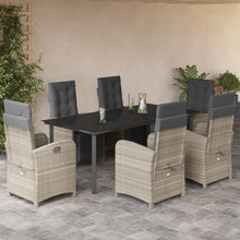 7-Delige Tuinset Met Kussens Poly Rattan Grijs 6 200 cm tafellengte