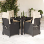 Tuinset 5-delig poly rattan zwart met kussens