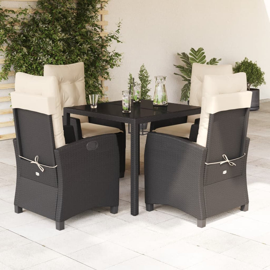 5-Delige Tuinset Met Kussens Poly Rattan Zwart 4 90 cm tafellengte