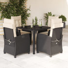 Tuinset 5-delig poly rattan zwart met kussens