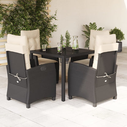 5-Delige Tuinset Met Kussens Poly Rattan Zwart 4 90 cm tafellengte