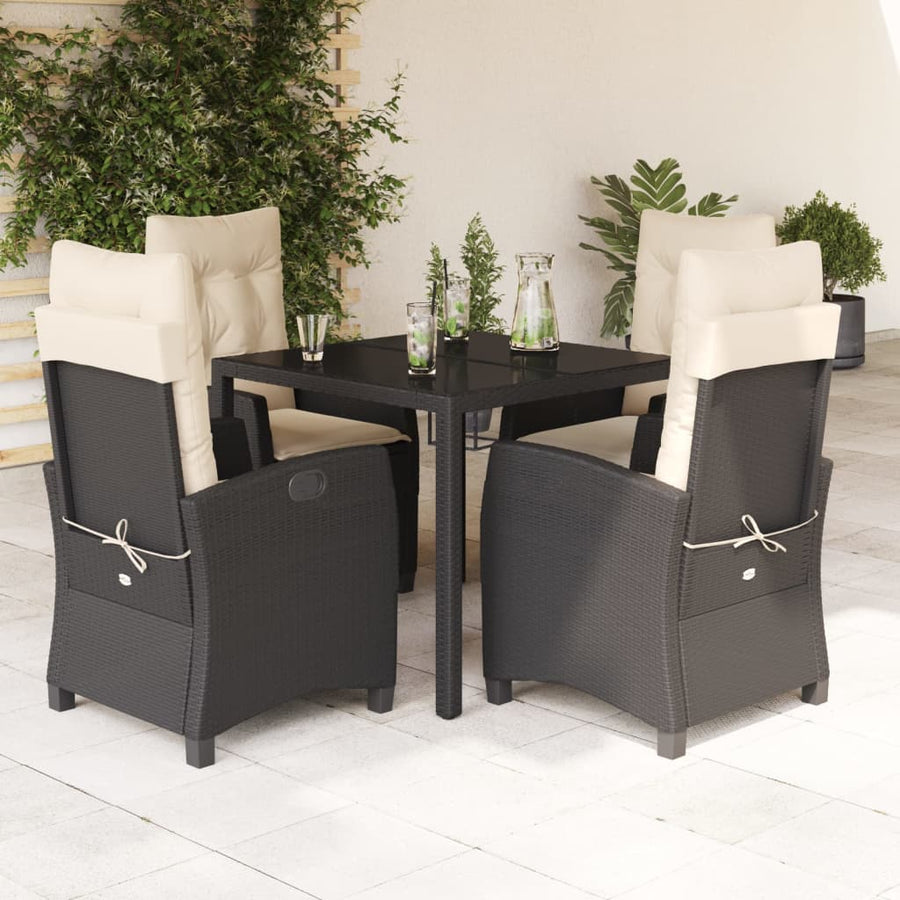 5-Delige Tuinset Met Kussens Poly Rattan Zwart 4 90 cm tafellengte