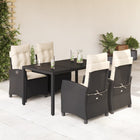 5-piece Garden Set with Cushions, Poly Rattan, Black
