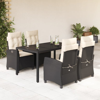 5-Delige Tuinset Met Kussens Poly Rattan Zwart