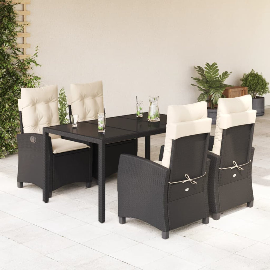 5-Delige Tuinset Met Kussens Poly Rattan Zwart