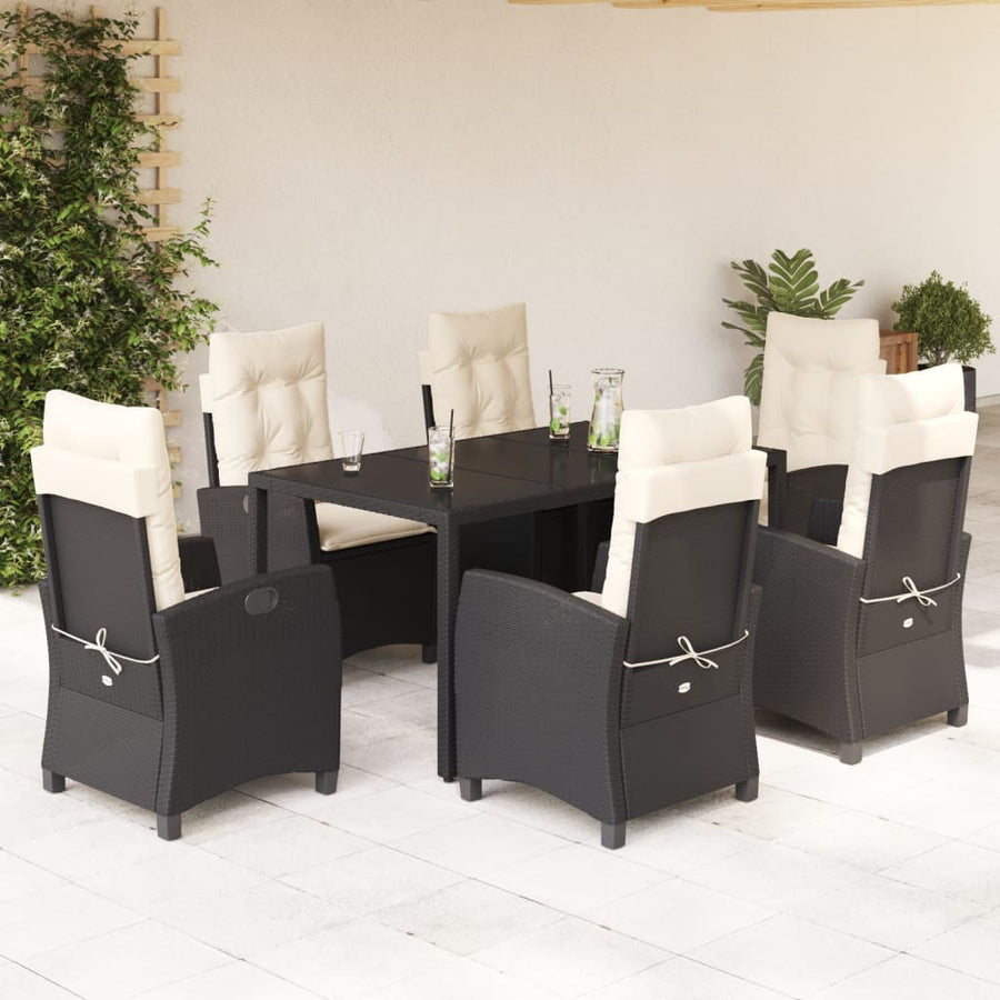 7-Delige Tuinset Met Kussens Poly Rattan Zwart