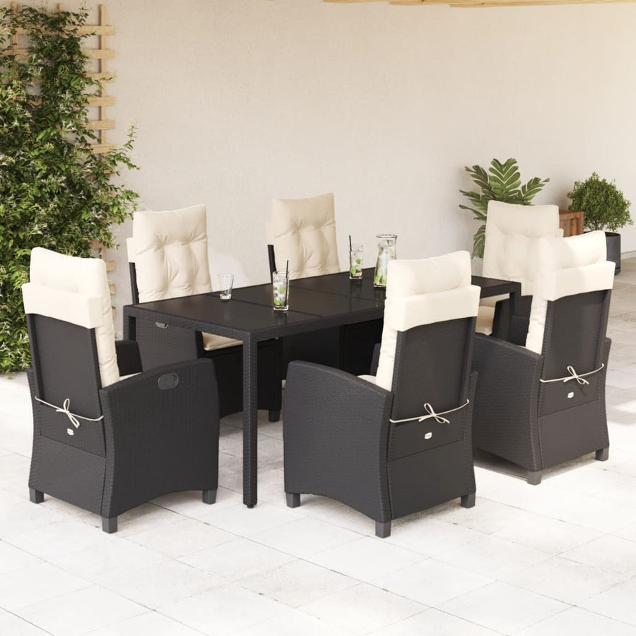 7-Delige Tuinset Met Kussens Poly Rattan Zwart