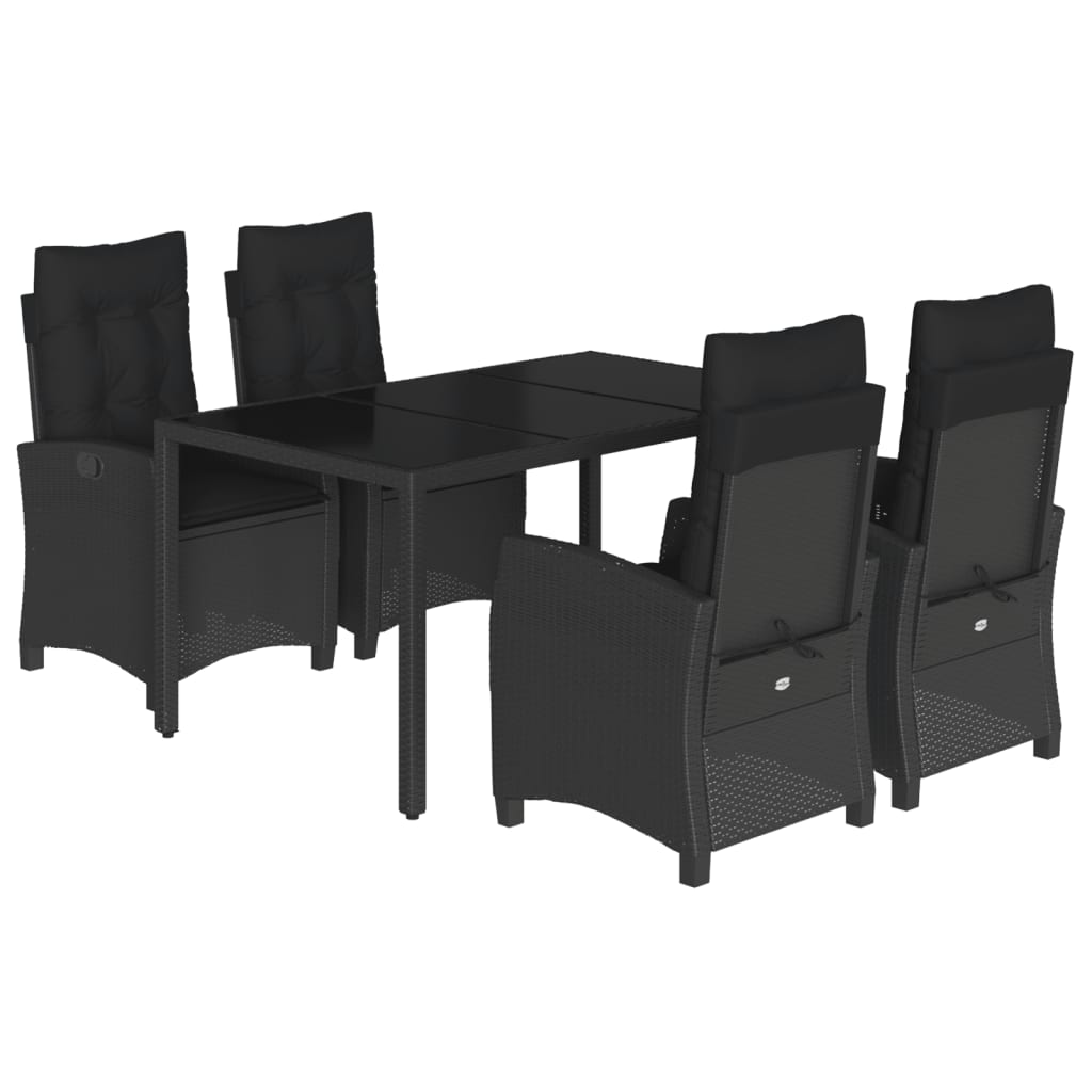 5-Delige Tuinset Met Kussens Poly Rattan Zwart