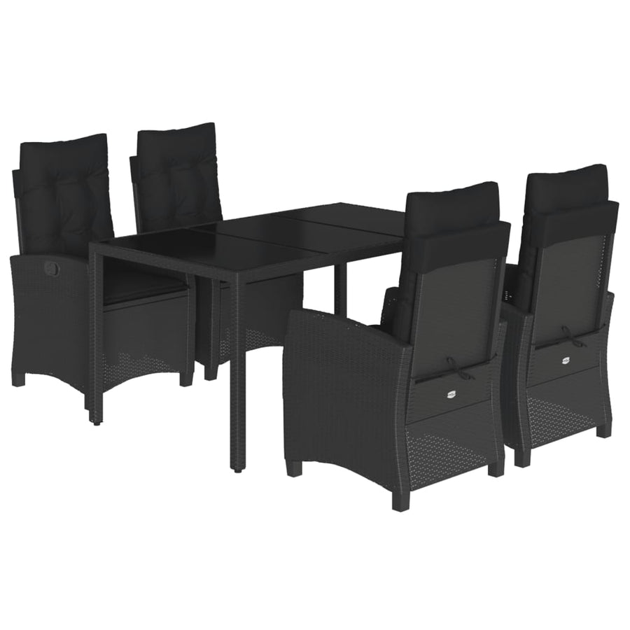 5-Delige Tuinset Met Kussens Poly Rattan Zwart