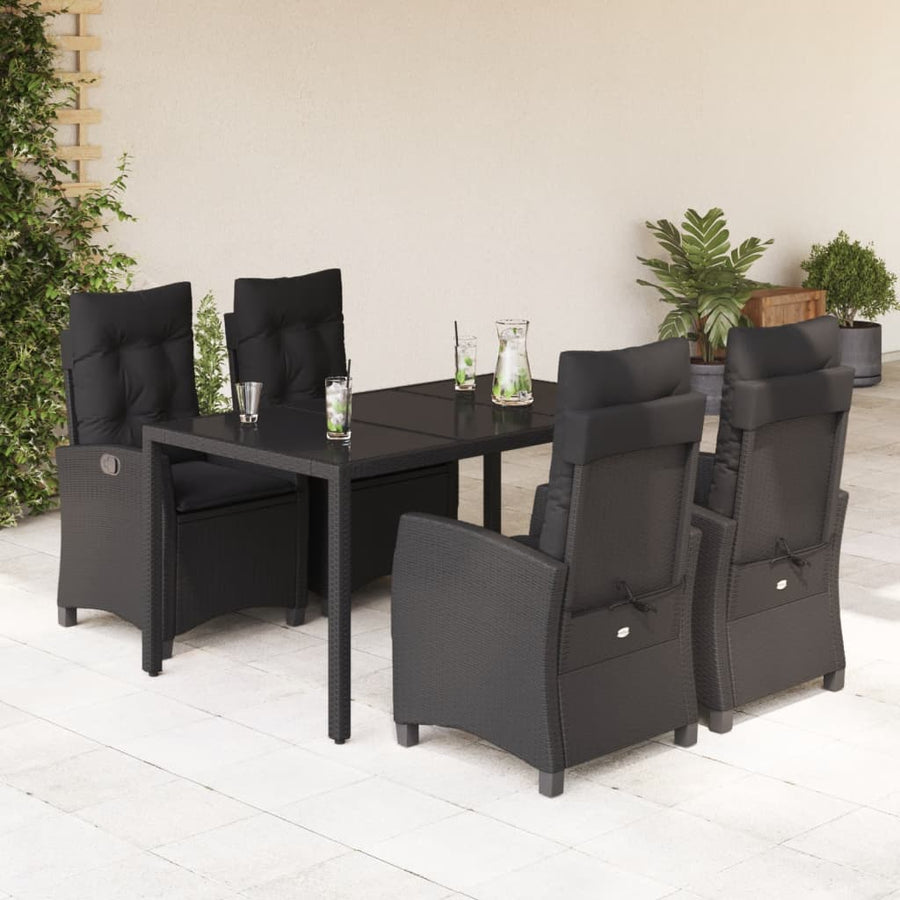 5-Delige Tuinset Met Kussens Poly Rattan Zwart