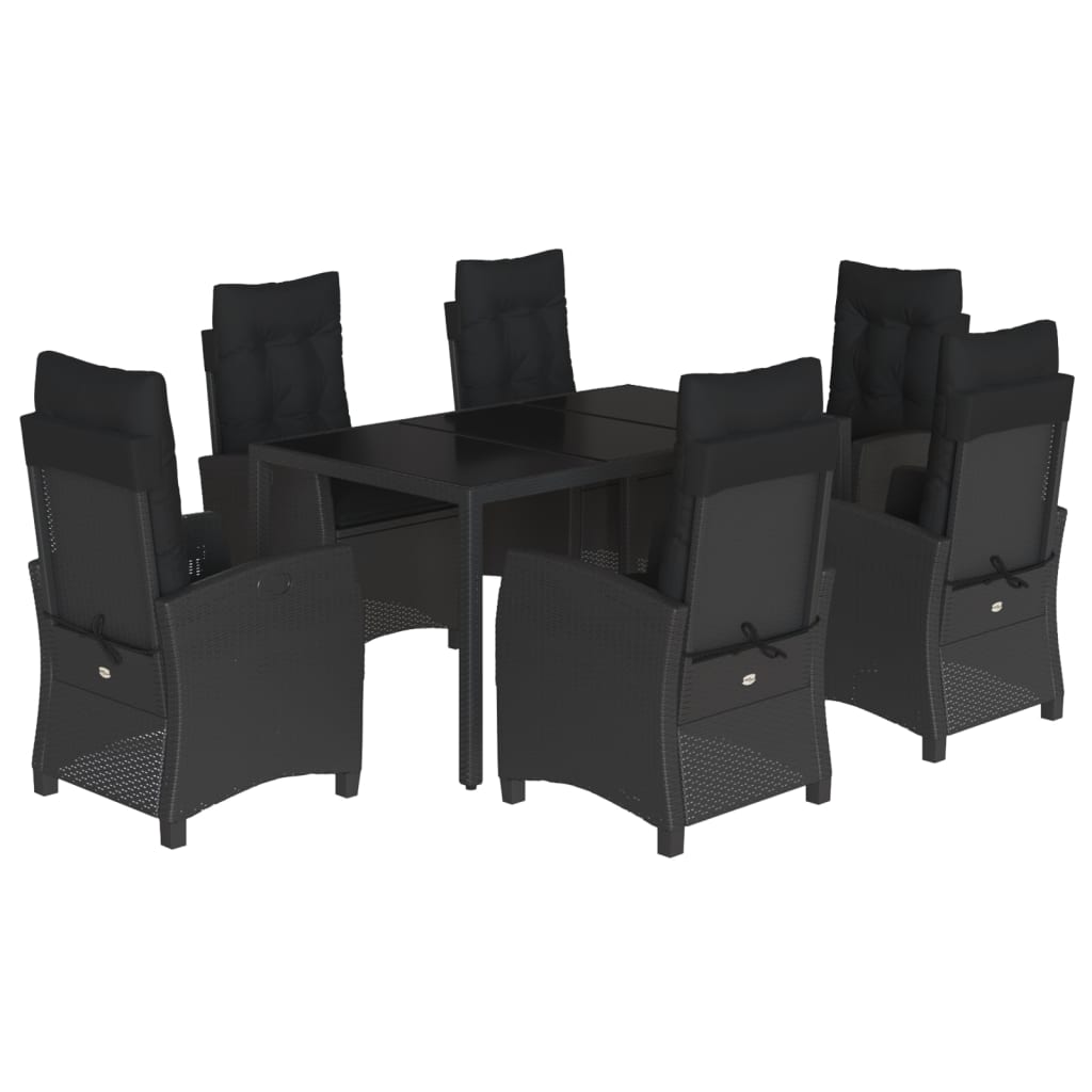 7-Delige Tuinset Met Kussens Poly Rattan Zwart
