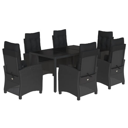 7-Delige Tuinset Met Kussens Poly Rattan Zwart