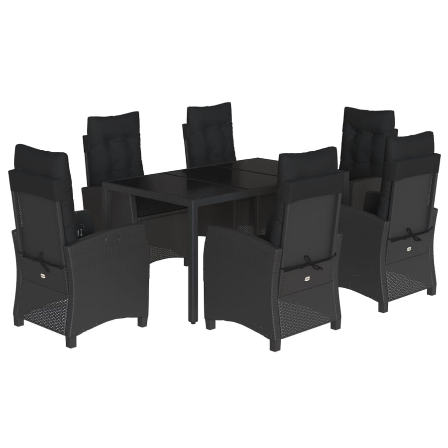 7-Delige Tuinset Met Kussens Poly Rattan Zwart