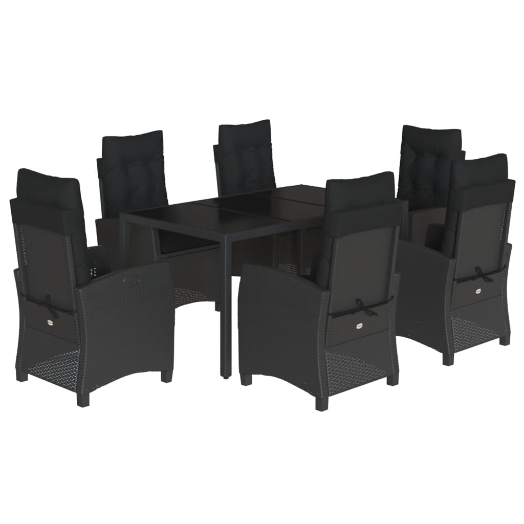 7-Delige Tuinset Met Kussens Poly Rattan Zwart