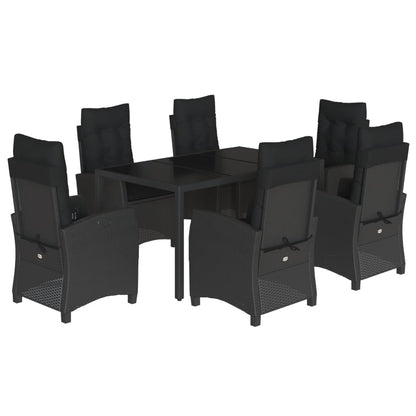 7-Delige Tuinset Met Kussens Poly Rattan Zwart