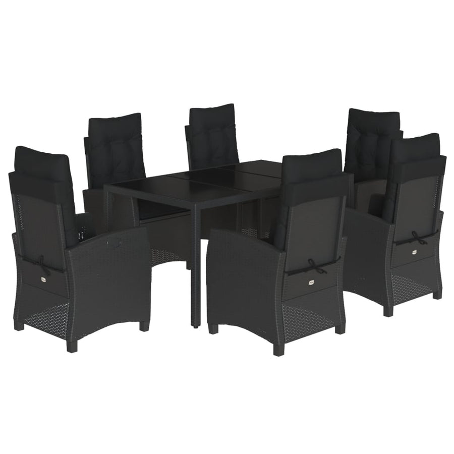 7-Delige Tuinset Met Kussens Poly Rattan Zwart