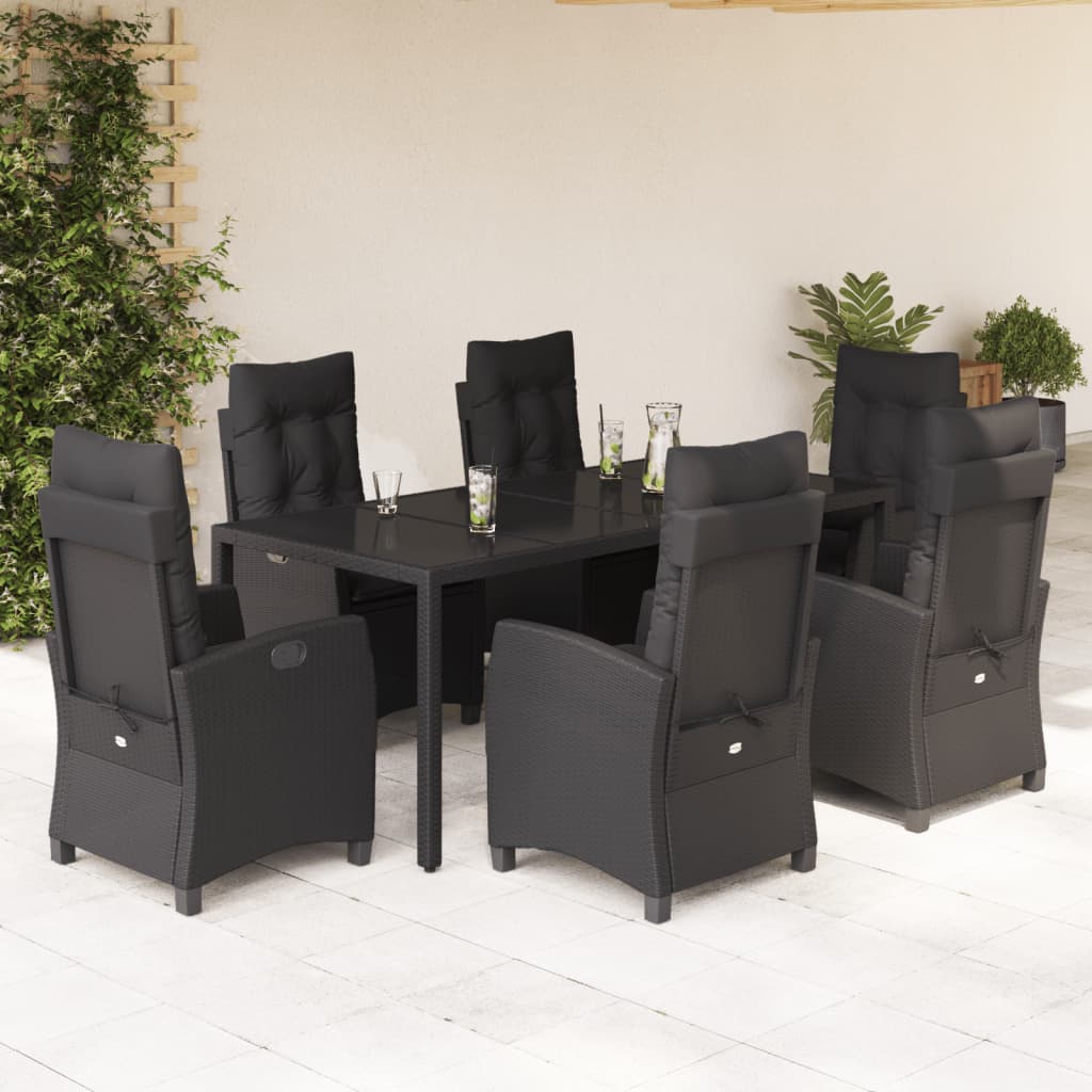 7-Delige Tuinset Met Kussens Poly Rattan Zwart