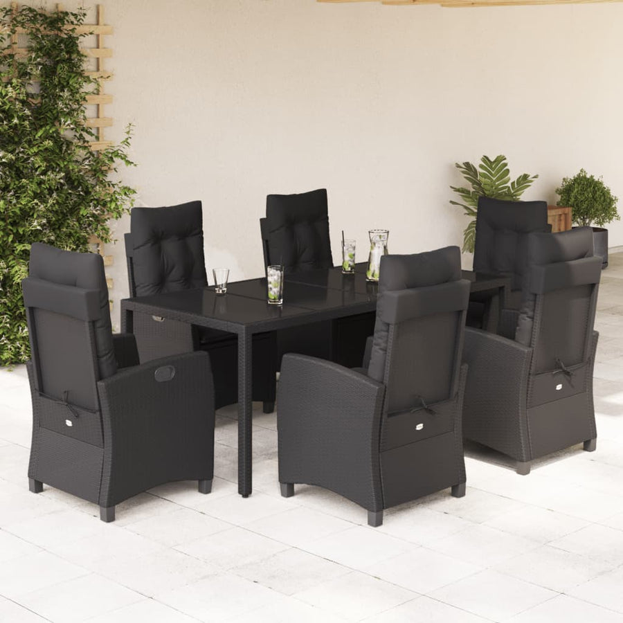 7-Delige Tuinset Met Kussens Poly Rattan Zwart
