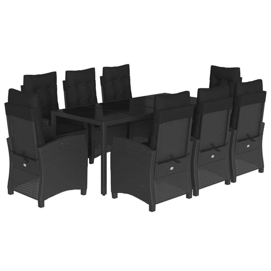 9-Delige Tuinset Poly Rattan Zwart