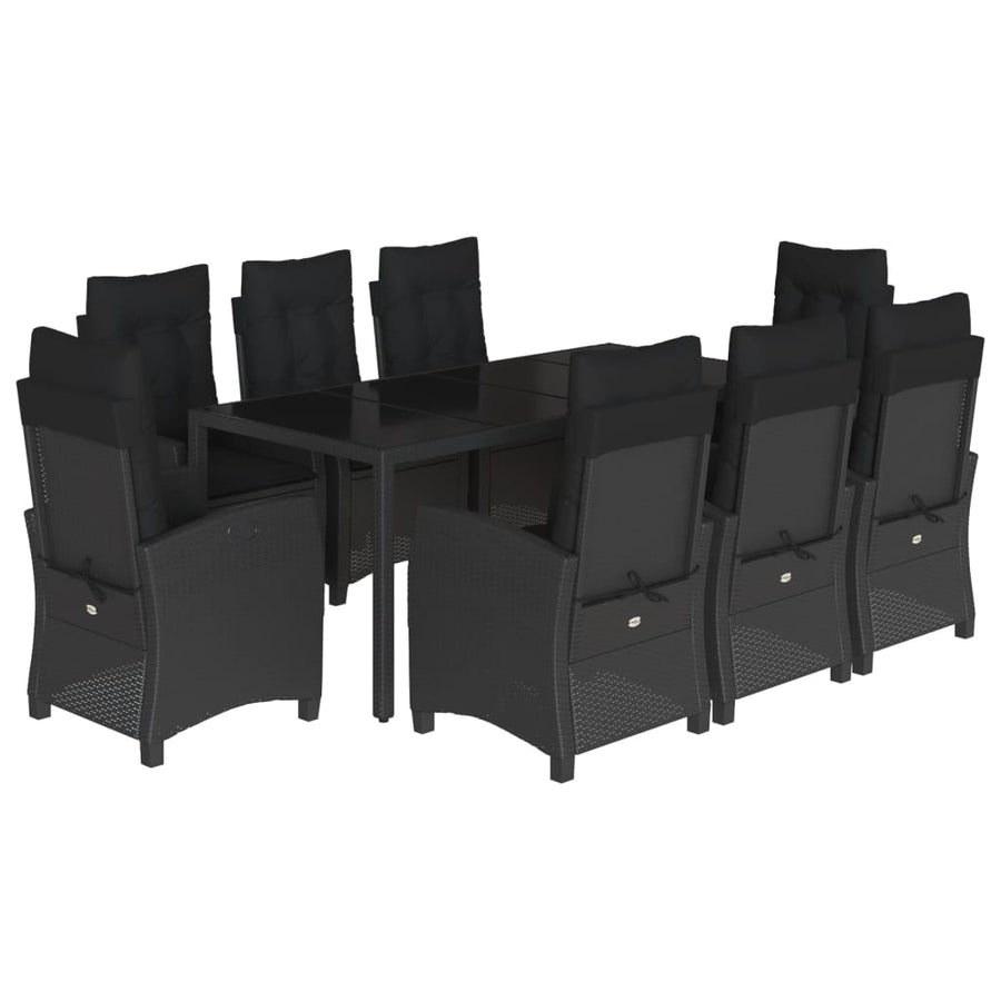 9-Delige Tuinset Poly Rattan Zwart