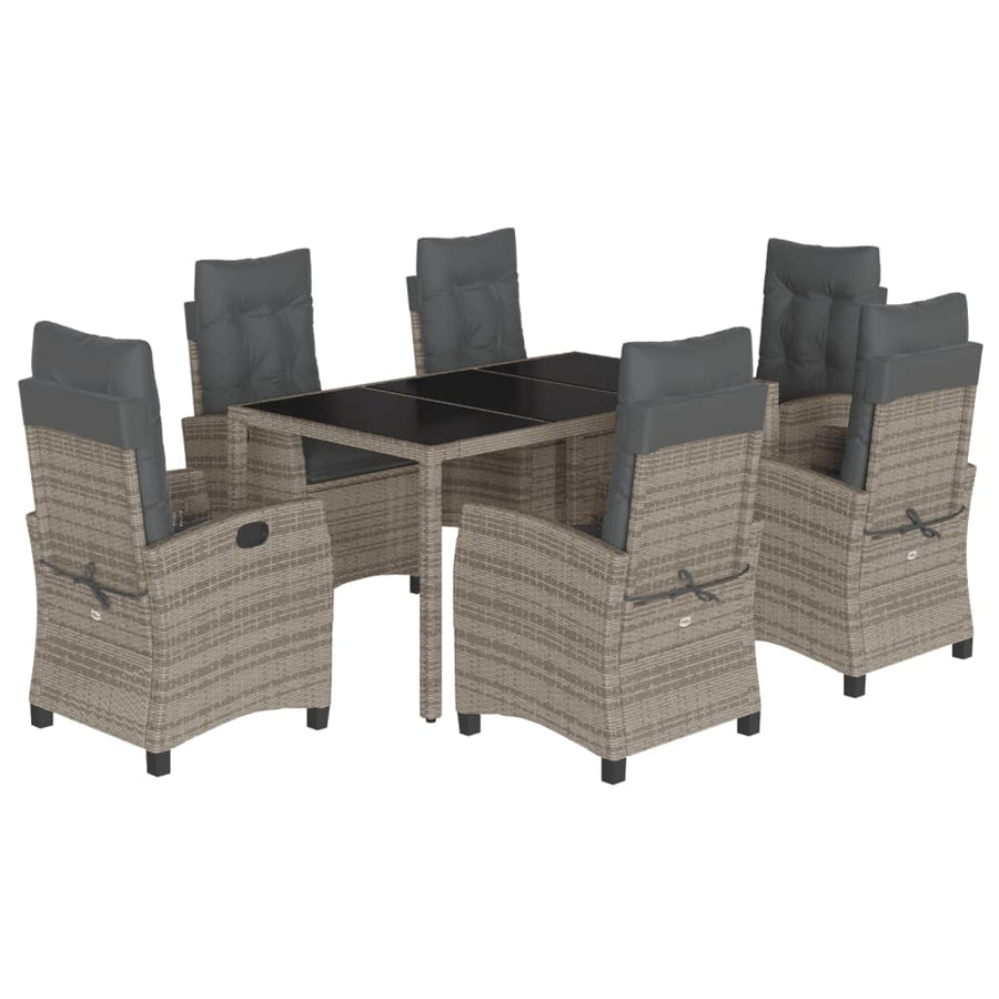 7-Delige Tuinset Met Kussens Poly Rattan Grijs