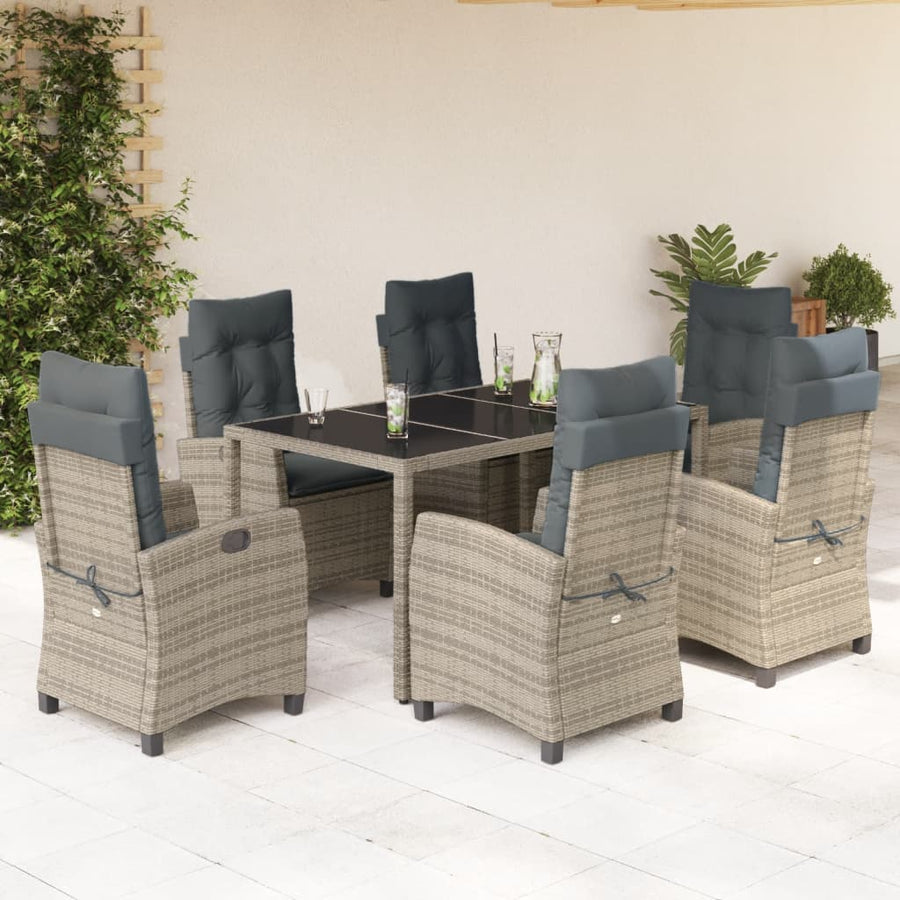 7-Delige Tuinset Met Kussens Poly Rattan Grijs